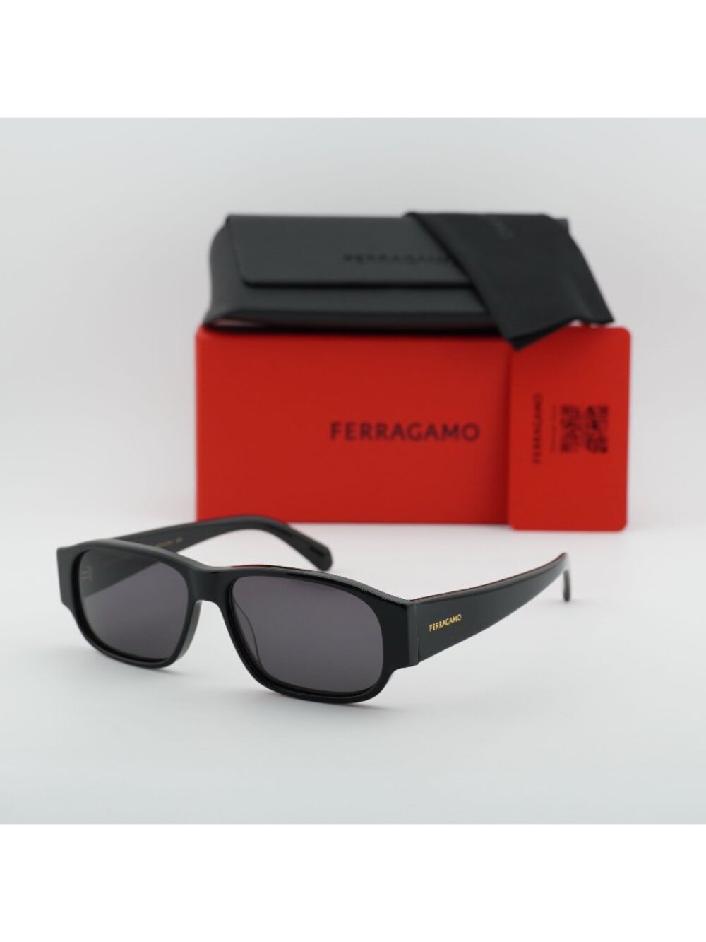 Salvatore Ferragamo SF1109S 001 Rectangle Sunglasses - Black / Grey